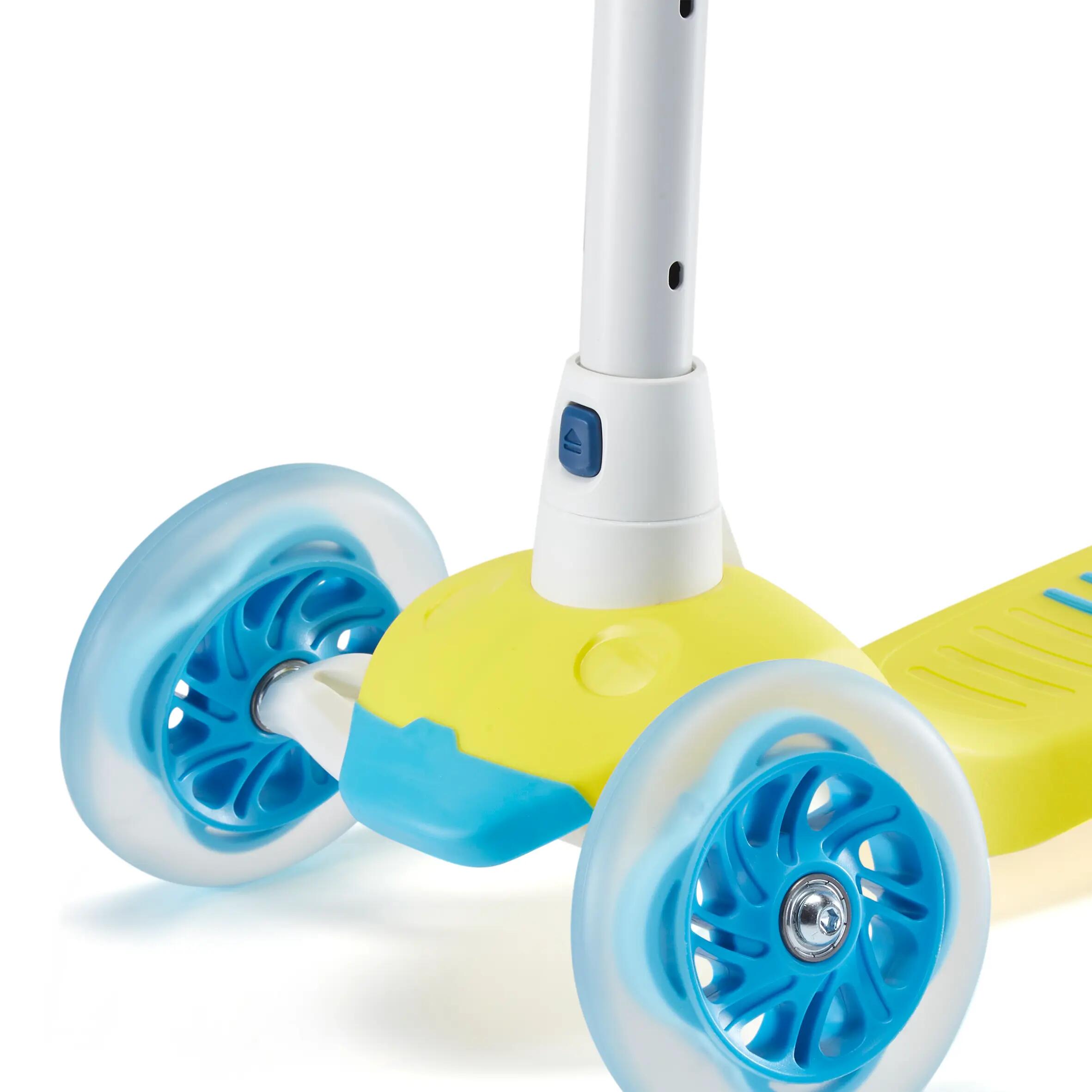 Kids' folding 3-wheeled light-up scooter, yellow 4/9