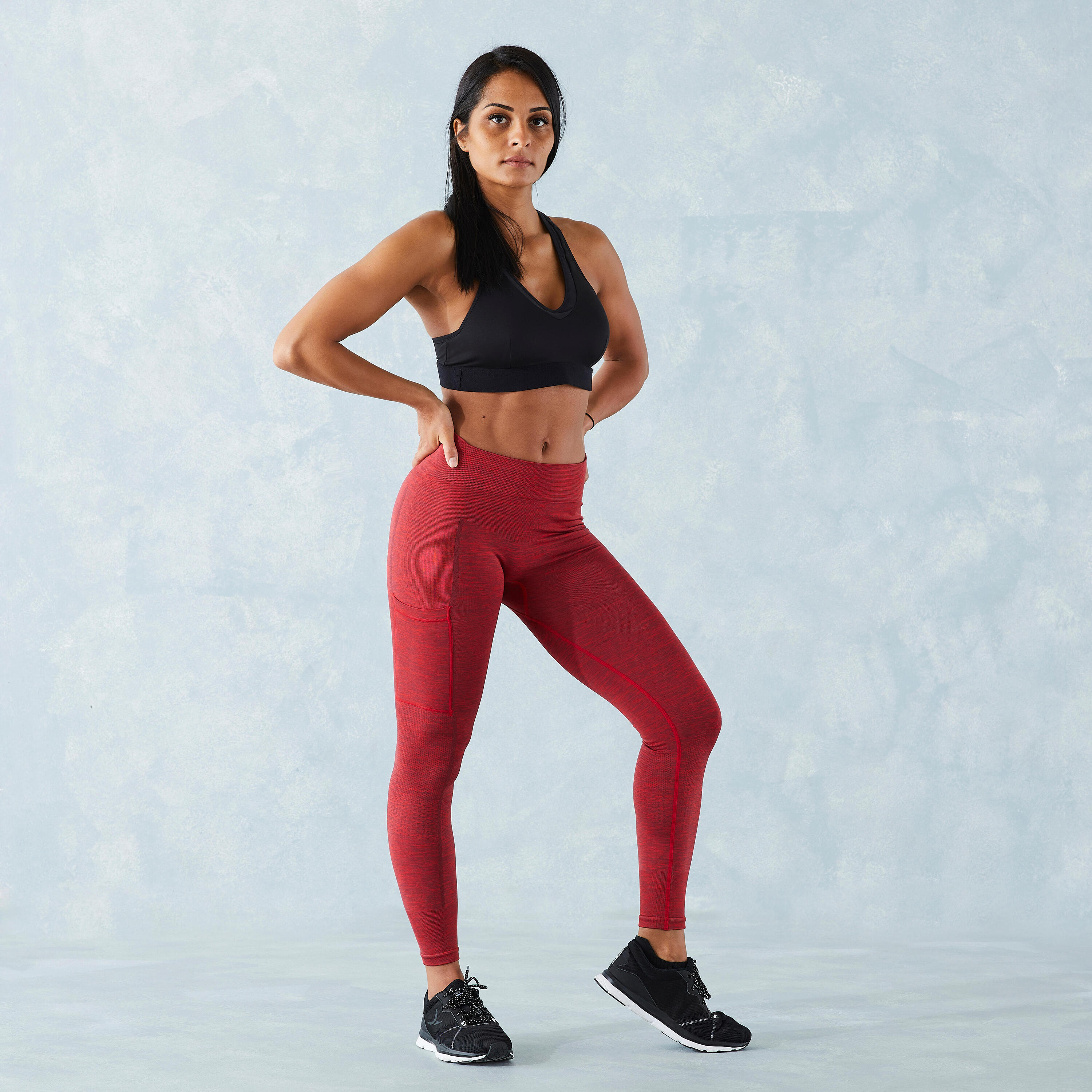 Women's Weight Training Push-Up Leggings with Pocket - Red 2/13