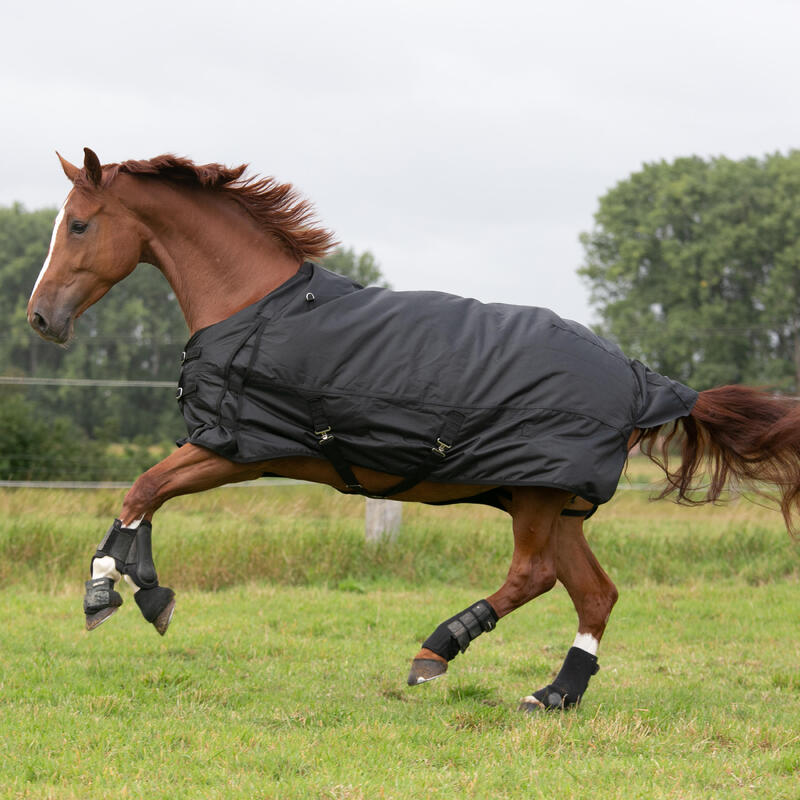 Pătură impermeabilă pentru exterior echitație ALLWEATHER 1000D negru cai 