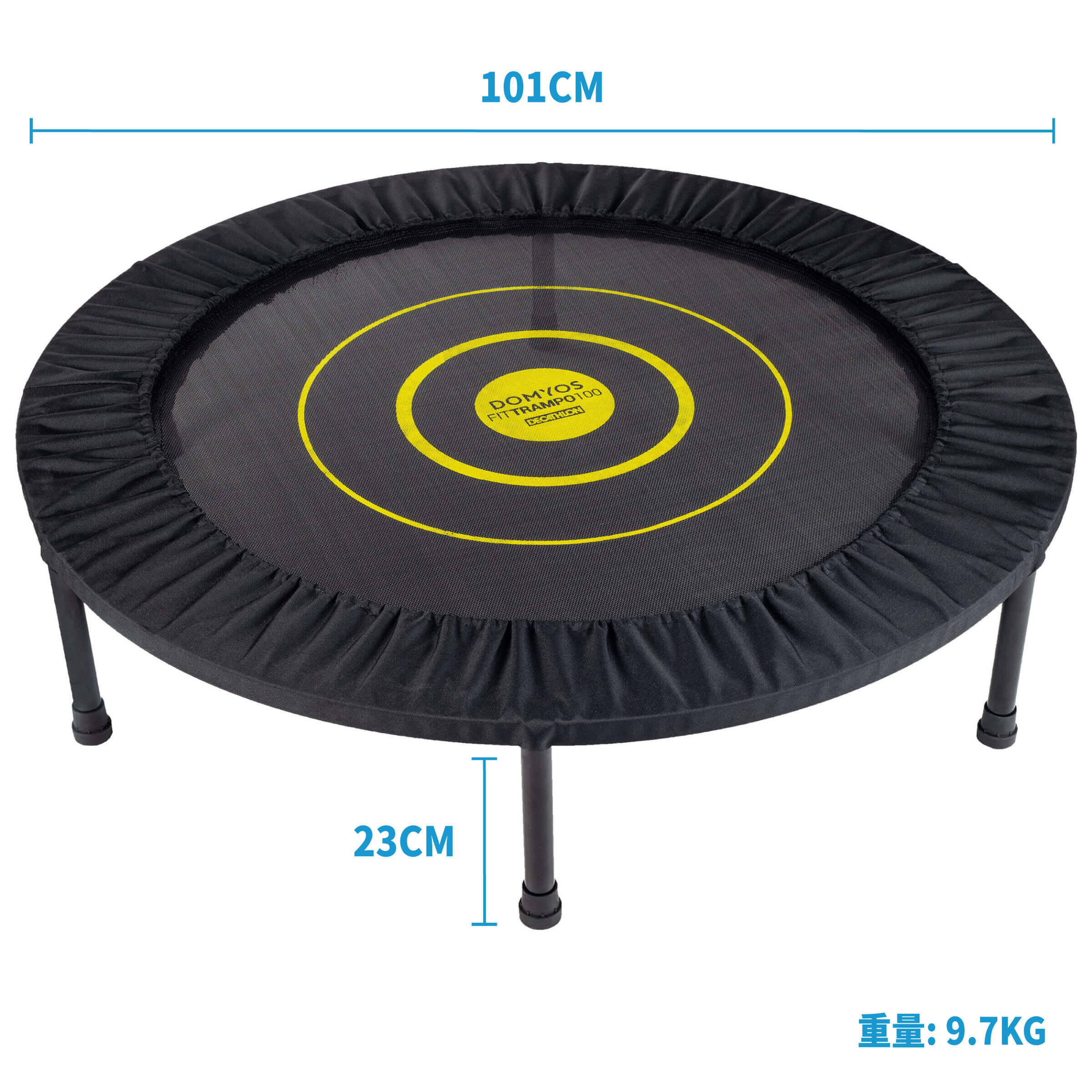 Trampoline with 36 Springs, Supports upto 100Kg Weight Fit Trampo 100 - Black -  1