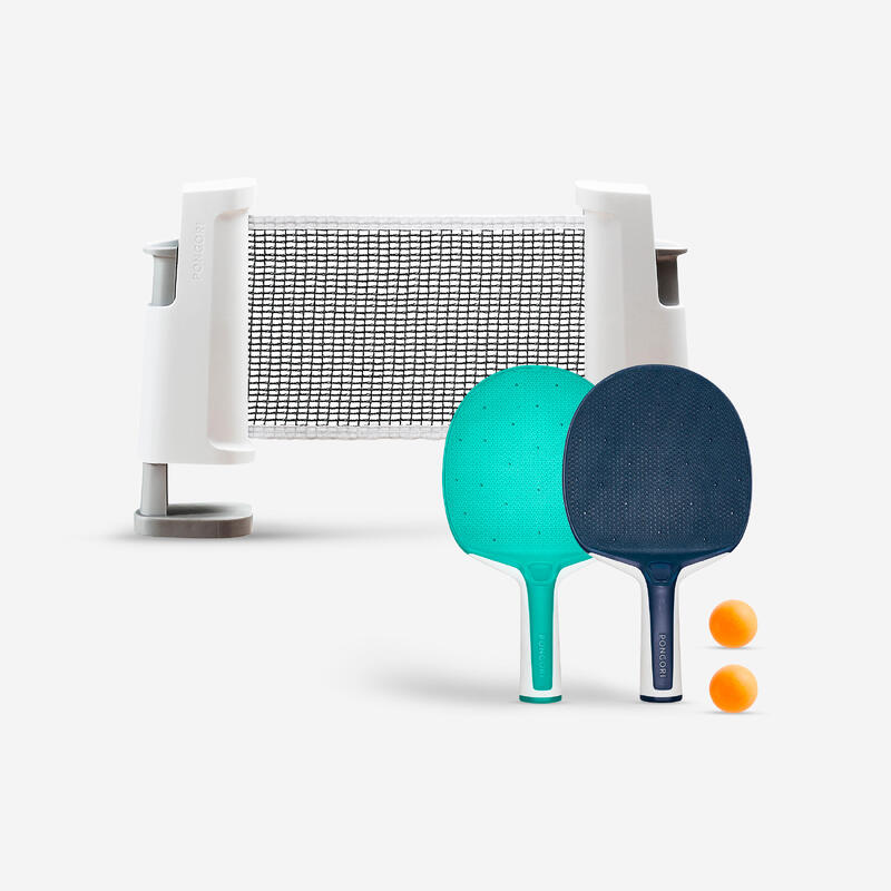 Beltéri pingpongütő szett Rollnet állítható hálóval, 2 ütővel és 2 labdával