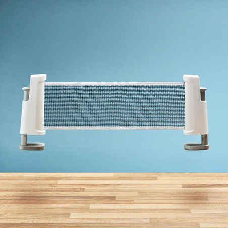 Tischtennis-Set Pfosten + Netz verstellbar Rollnet weiss/grau 2 Schläger 2 Bälle