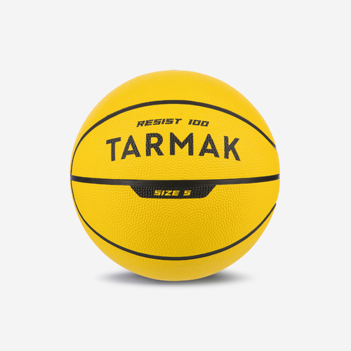 Ballon de basket R100 de taille 5 jaune jusqu&#039;à 10 ans pour débuter.