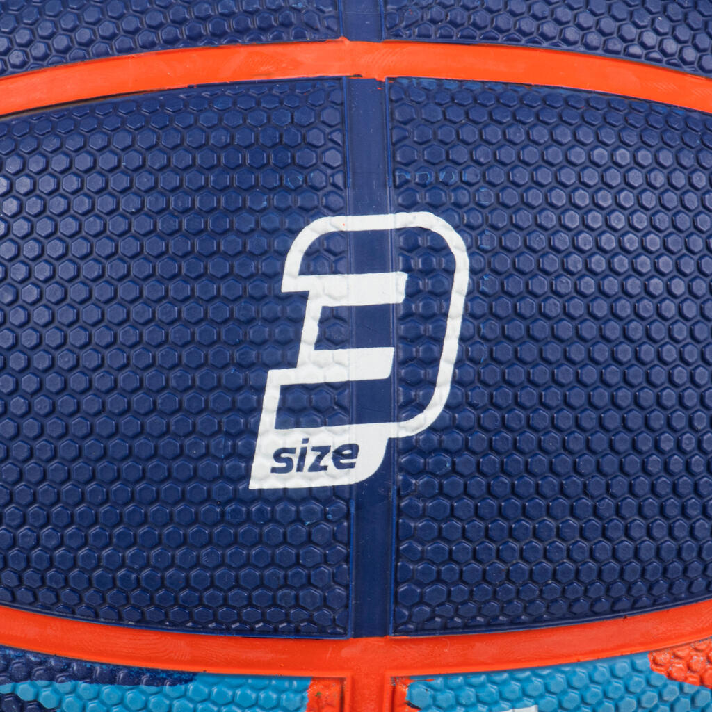 Ballon de basketball taille 3 Enfant - K500 Rubber bleu orange