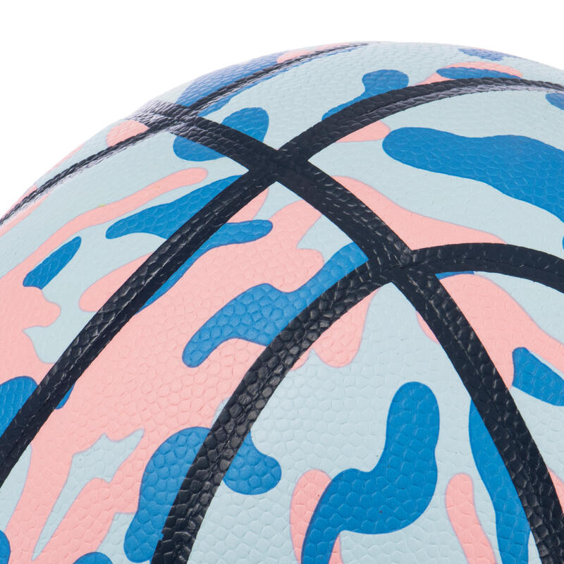 Ballon de basketball taille 4 Enfant - K500 Aniball bleu rose