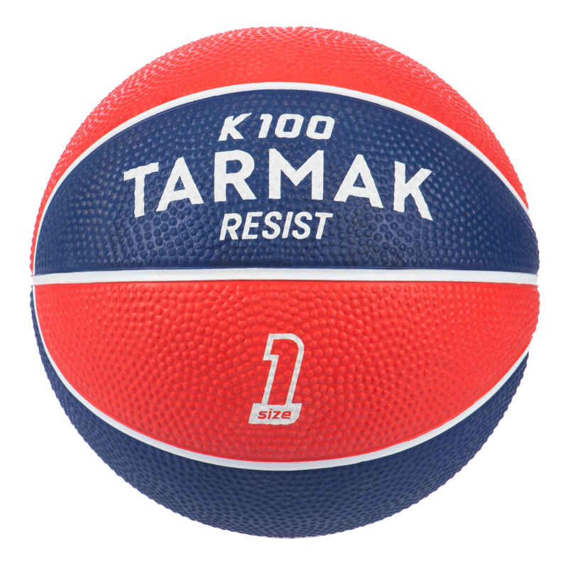 Kids' Size 1 Mini Basketball K100 Rubber - Blue/Orange