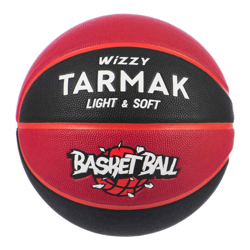 Krepšinio kamuolys „Wizzy“, 5 dydžio, iki 10 metų, juodas / bordo