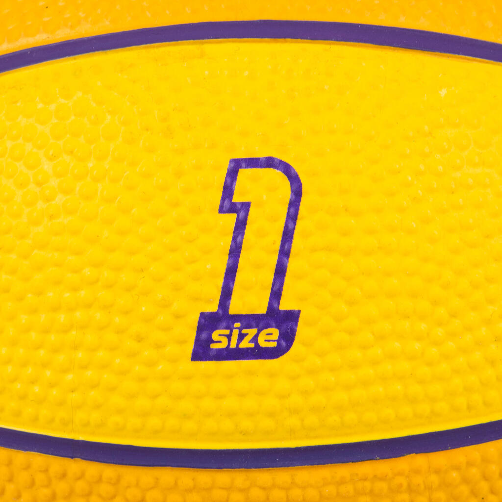 Detská mini basketbalová lopta veľkosti 1 - K100 modro-oranžová gumená