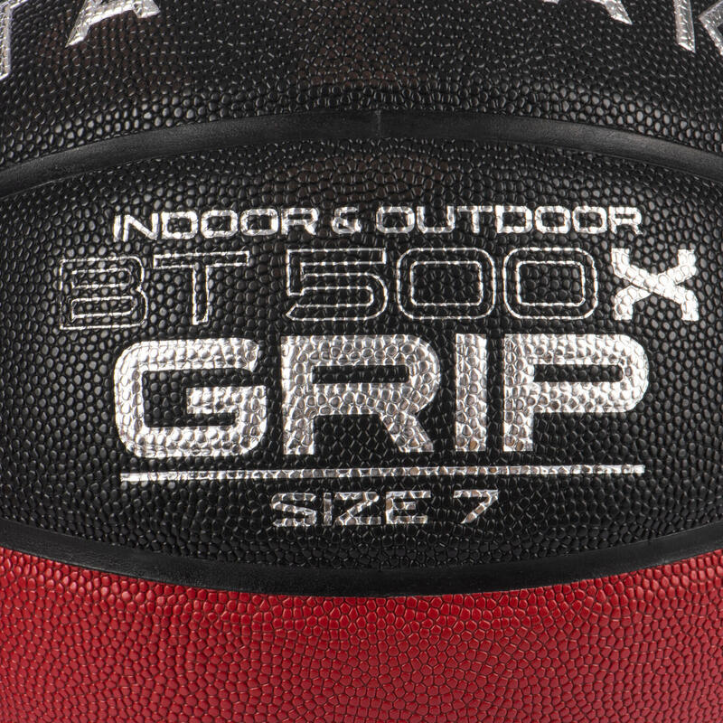 Ballon de basketball taille 7 - BT500 Grip rouge noir