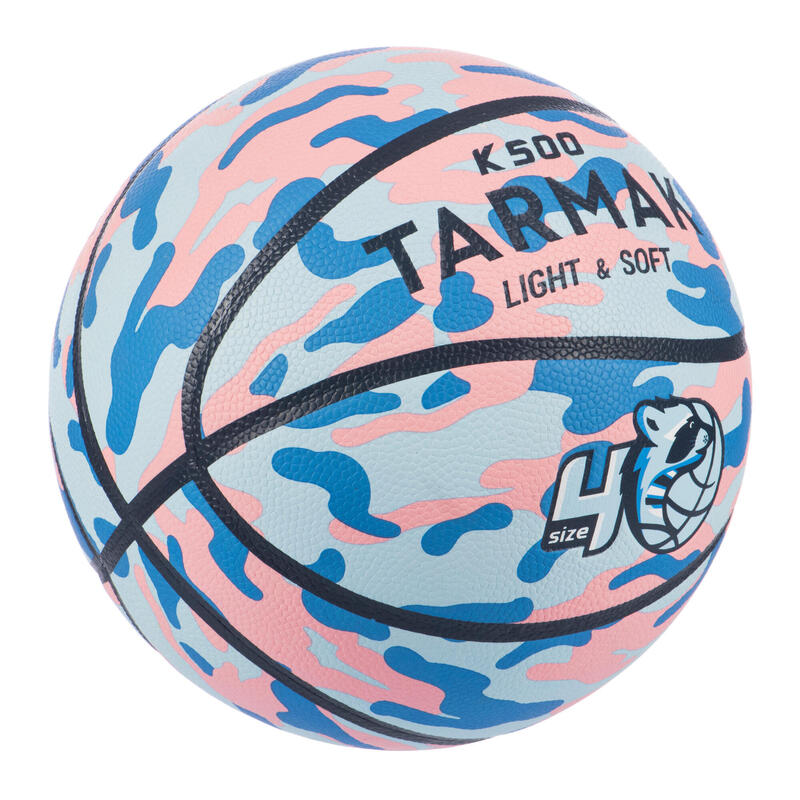 Ballon de basketball taille 4 Enfant - K500 Aniball bleu rose