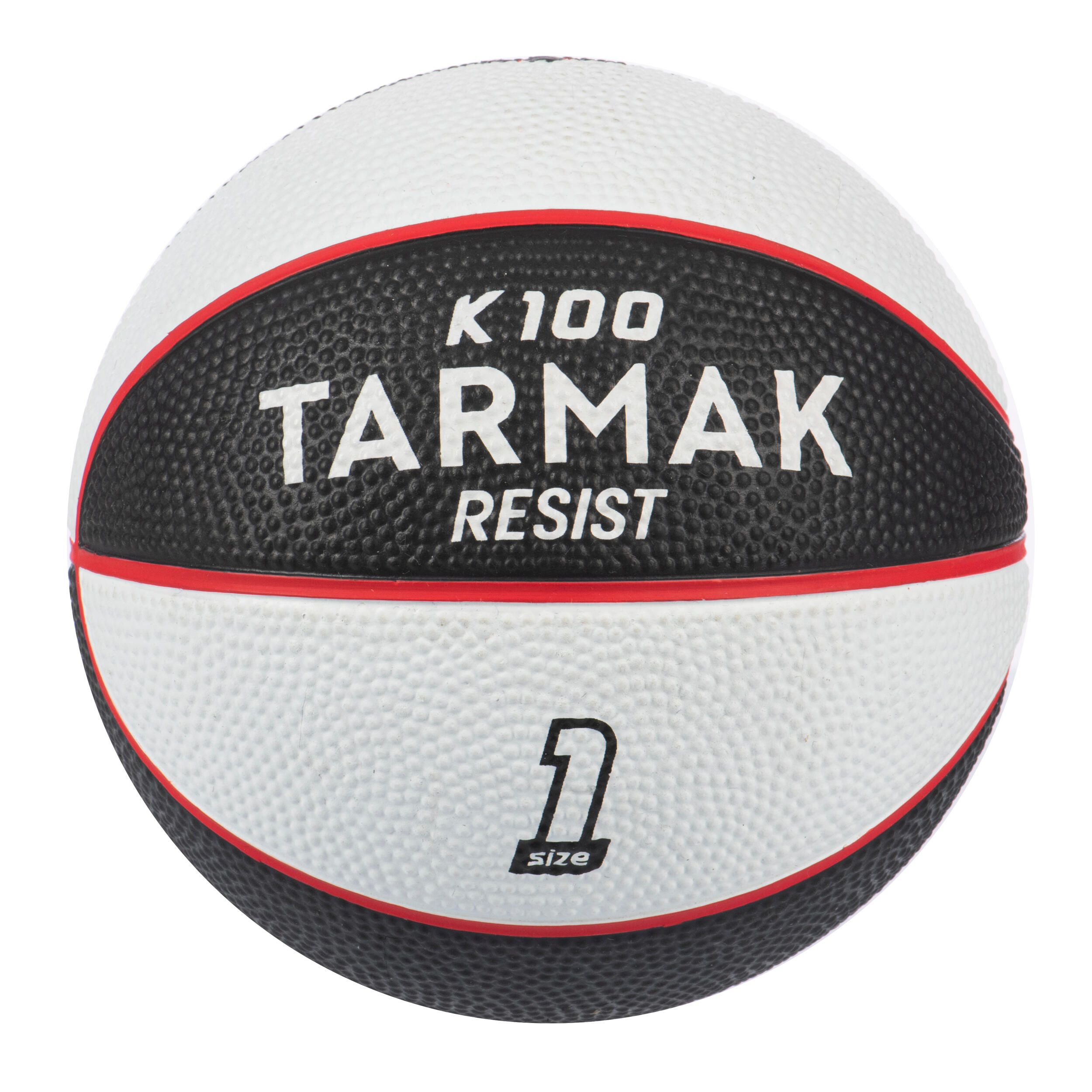 Kids' Size 1 Mini Basketball K100 Rubber - Black White