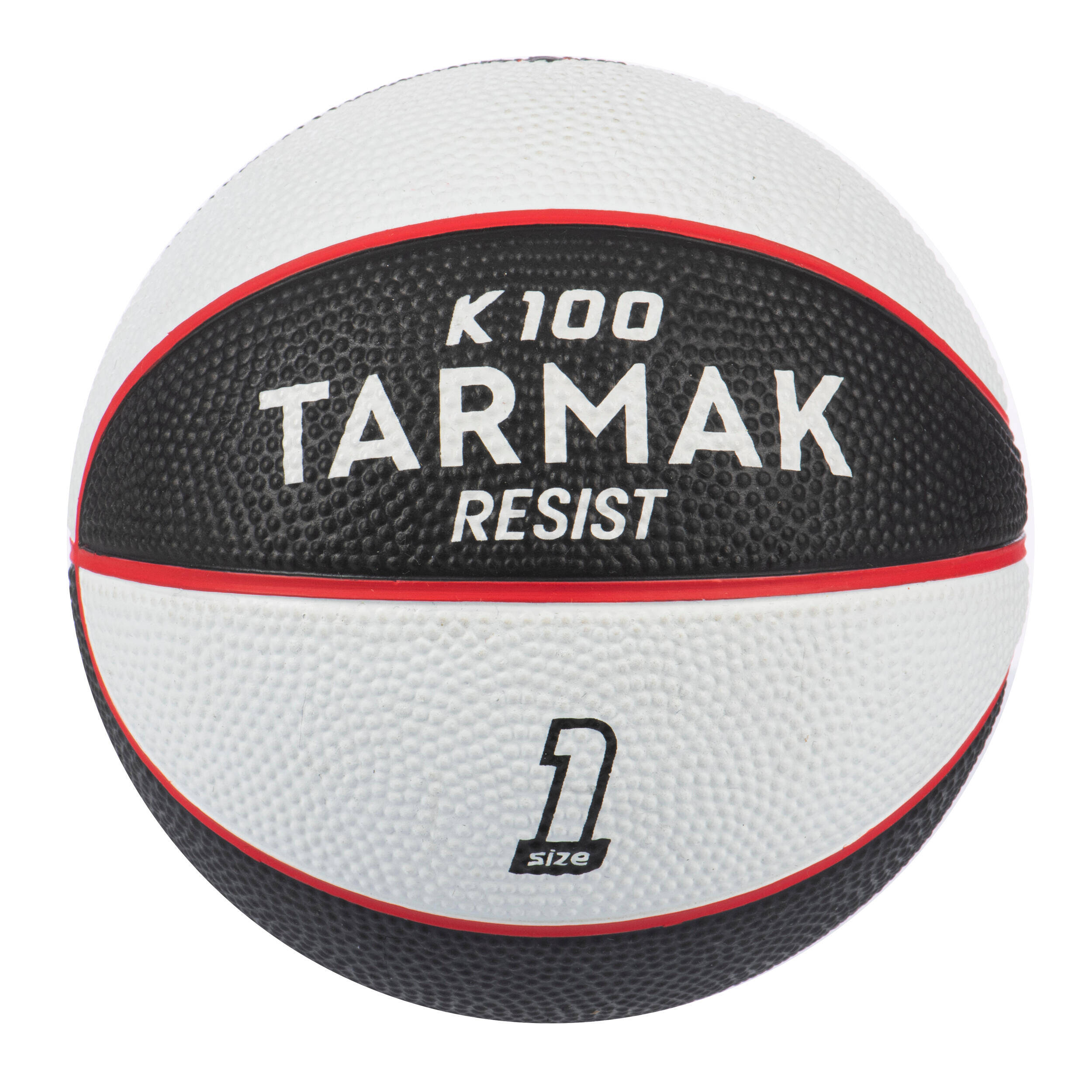 Kids' Size 1 Mini Basketball K100 Rubber - Black White