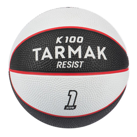 Mini ballon de basketball taille 1 Enfant - K100 Rubber noir blanc