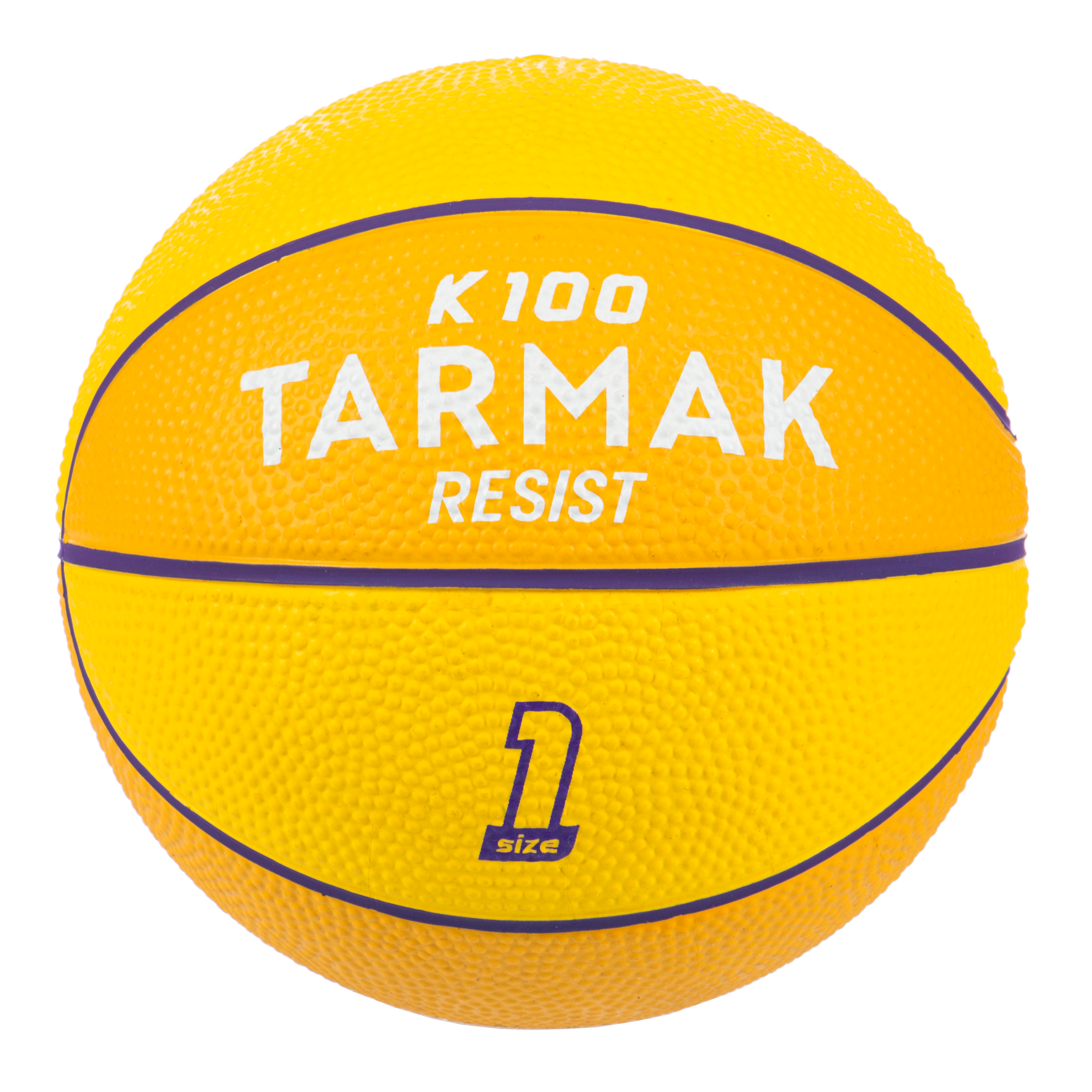 Mini ballon de basketball taille 1 Enfant - K100 Rubber jaune pour