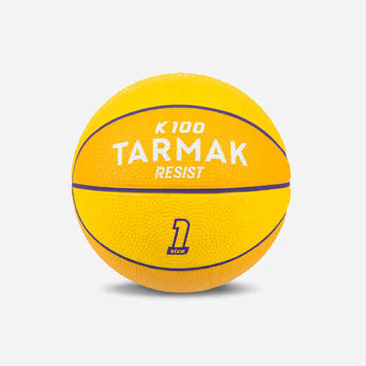 
      Kids' Basketball Size 1 K100 Rubber - Yellow
  