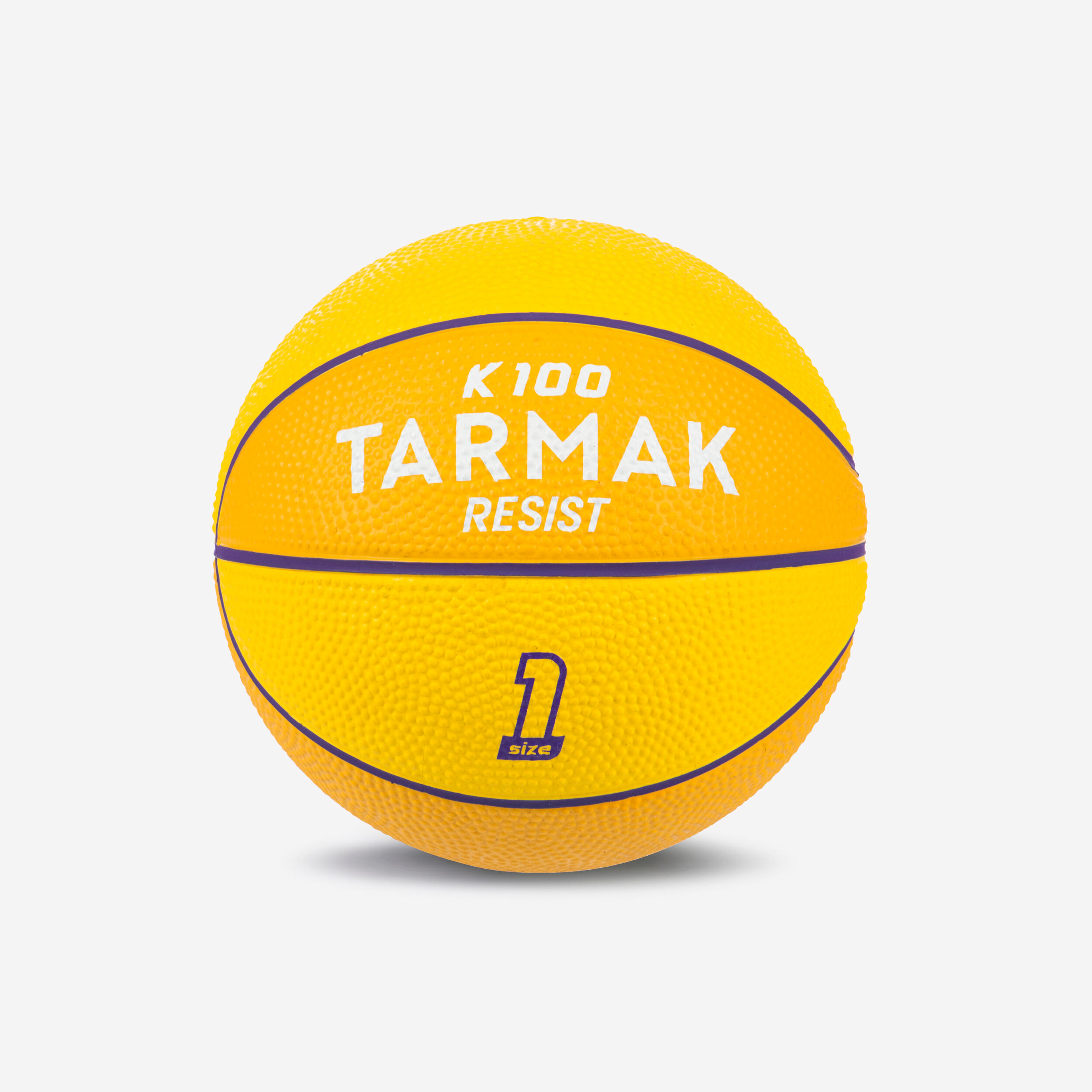 Tarmak - Mini Ballon De Basketball Taille 1 Enfant - K100 Rubber Jaune - Ballon De Basket - Basketball / Netball - Jaune-violet - Taille Unique -