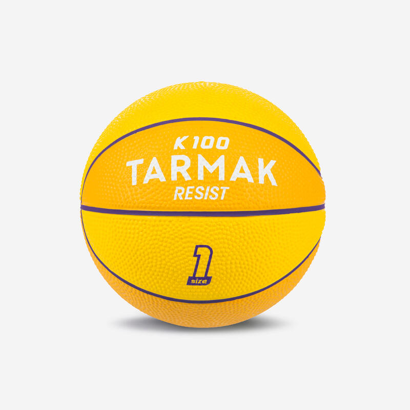 Mini basketbal maat 1 kinderen K100 Rubber geel