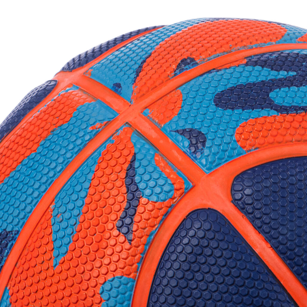 Ballon de basketball taille 3 Enfant - K500 Rubber bleu orange