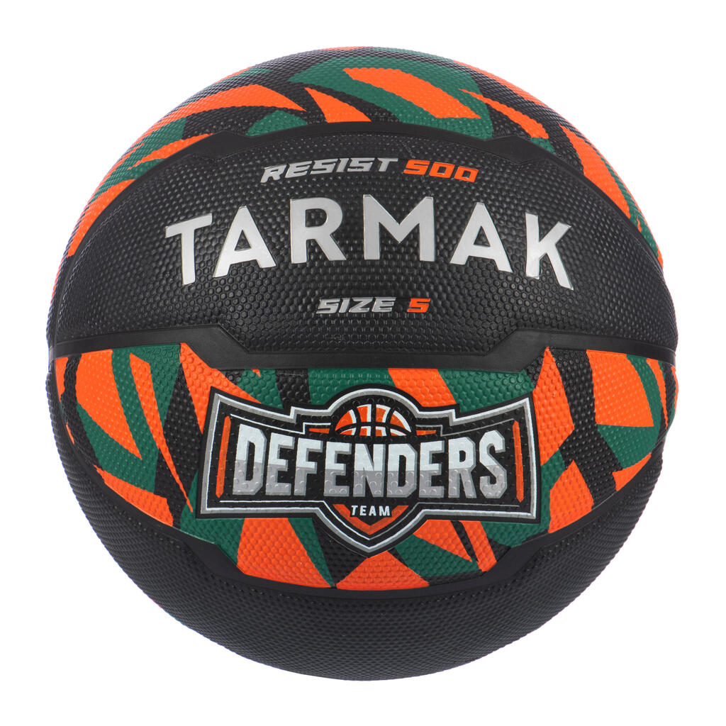 Size 5 basketball r500 - orange/black/green