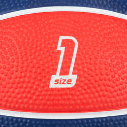 Kids' Size 1 Mini Basketball K100 Rubber - Blue/Orange