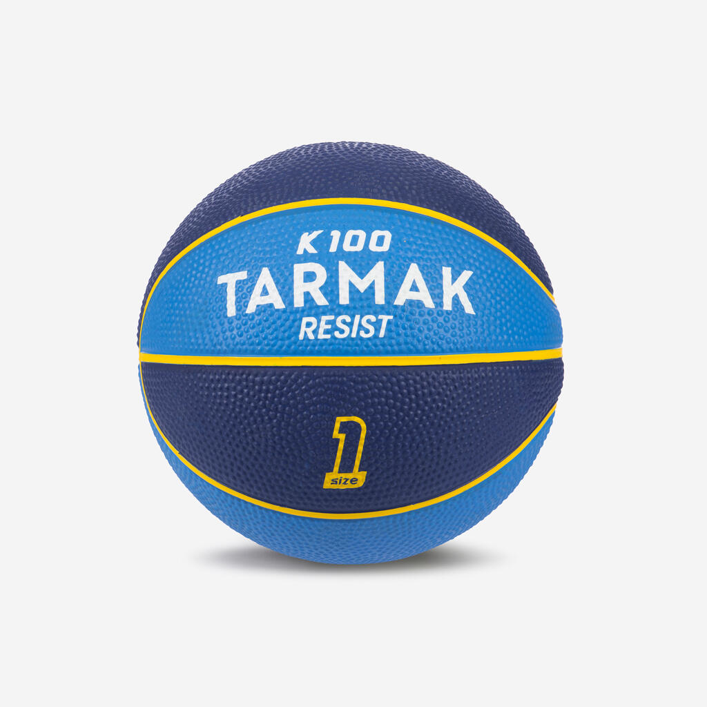 Mini ballon de basketball taille 1 Enfant - K100 Rubber bleu