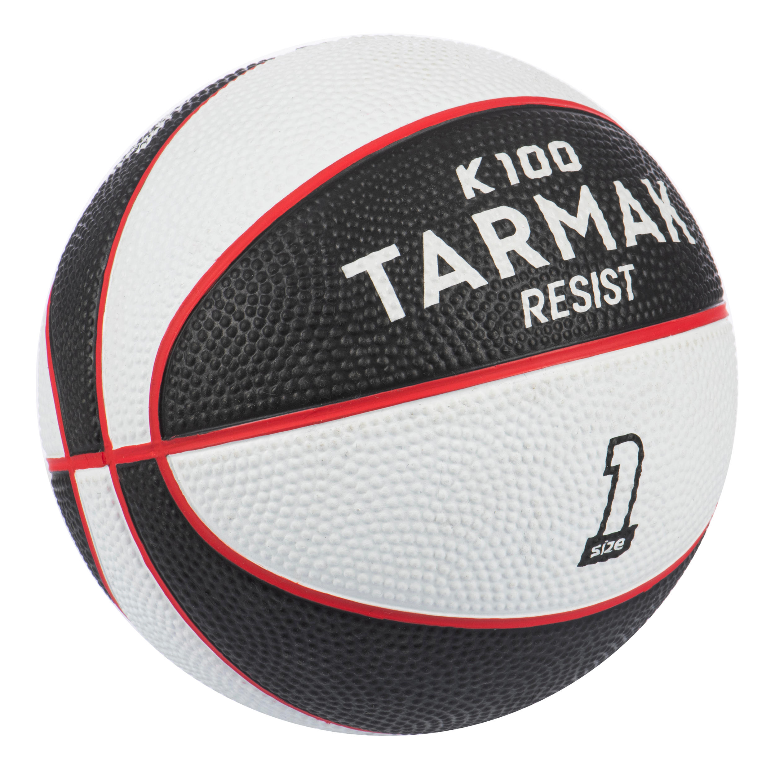 Kids' Size 1 Mini Basketball K100 Rubber - Black White