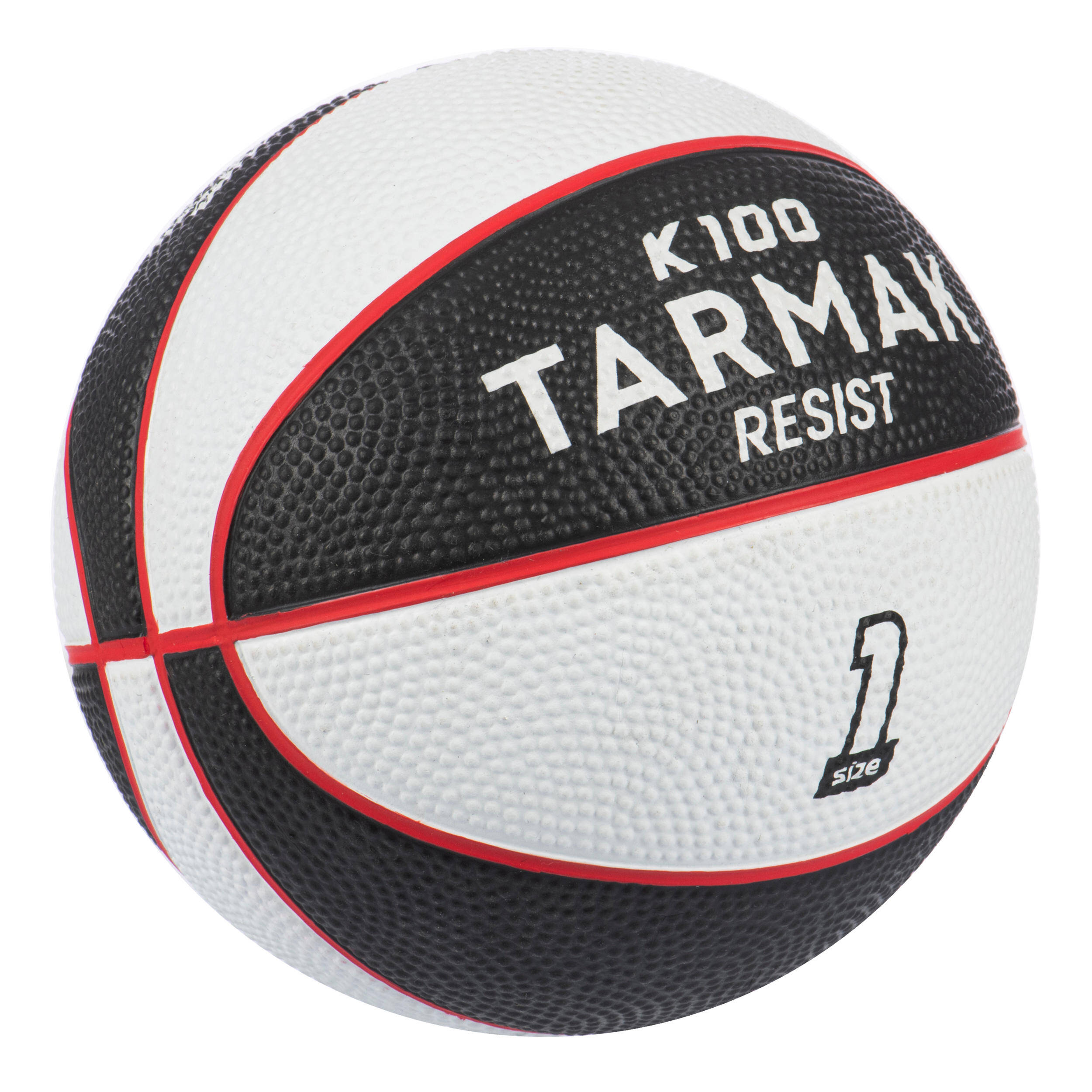 Kids' Size 1 Mini Basketball K100 Rubber - Black White -  2