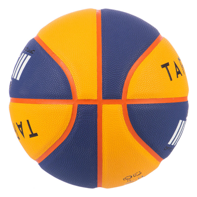 Ballon de basketball 3x3 taille 6 - Bt500 bleu jaune