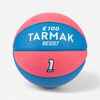 Bērnu 1. izmēra gumijas basketbola bumba “K100”, zila/rozā