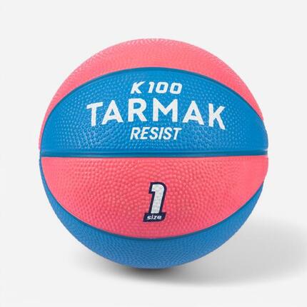 Mini ballon de basketball taille 1 Enfant - K100 Rubber noir blanc