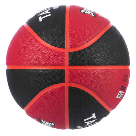 Krepšinio kamuolys „Wizzy“, 5 dydžio, iki 10 metų, juodas / bordo