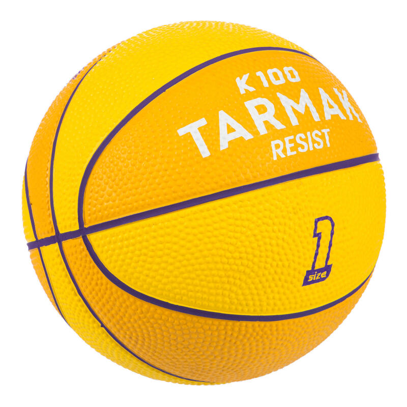 Minibola de Basquetebol Tamanho 1 - K100 Rubber Criança Amarelo