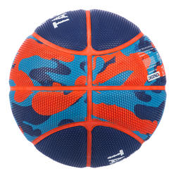 Ballon de basketball taille 3 Enfant - K500 Rubber bleu orange