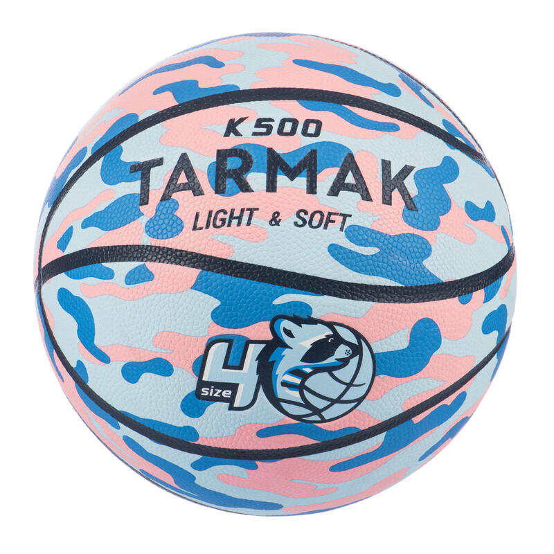 Ballon de basketball taille 4 Enfant - K500 Aniball bleu rose