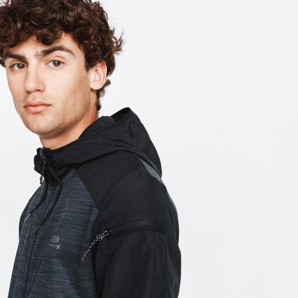 Kalenji Warm+ Men's Running Zipped Hoodie Sweatshirt - Black
