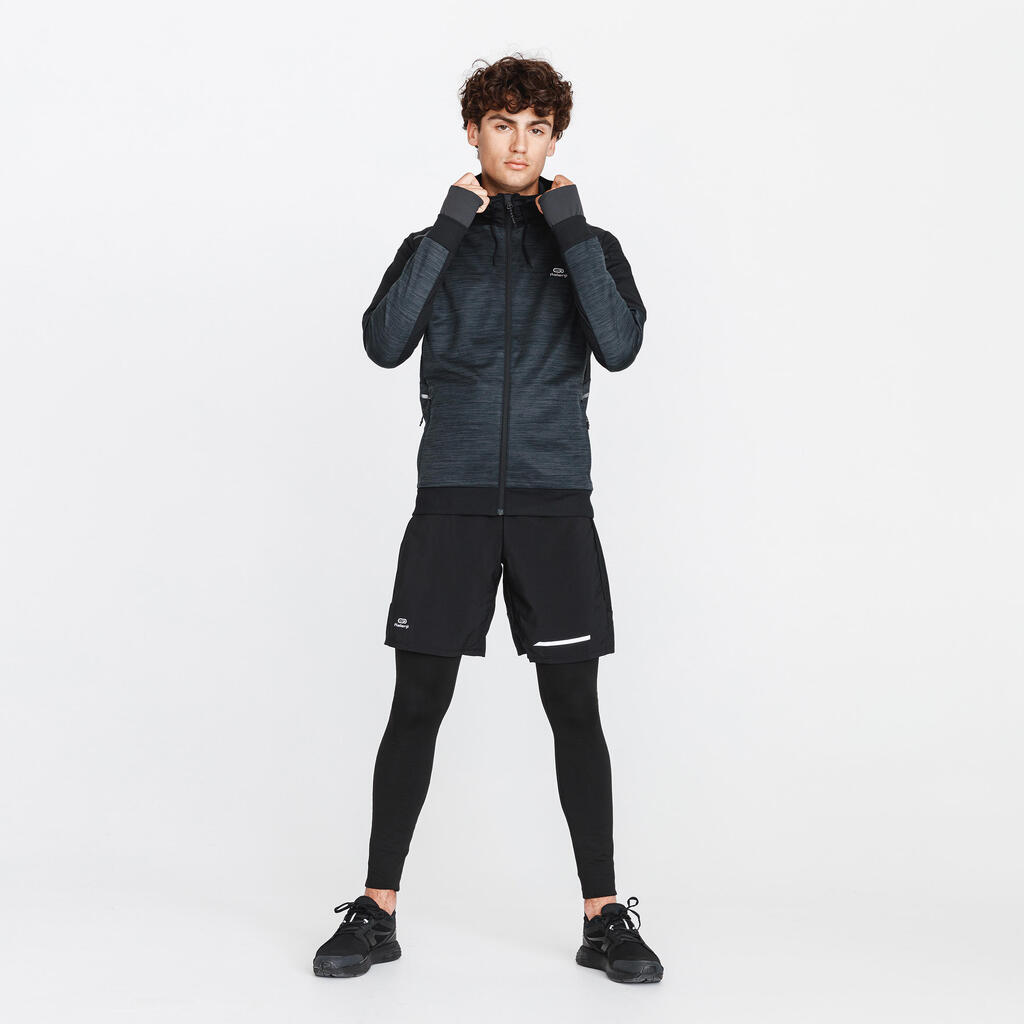 Kalenji Warm+ Men's Running Zipped Hoodie Sweatshirt - Black
