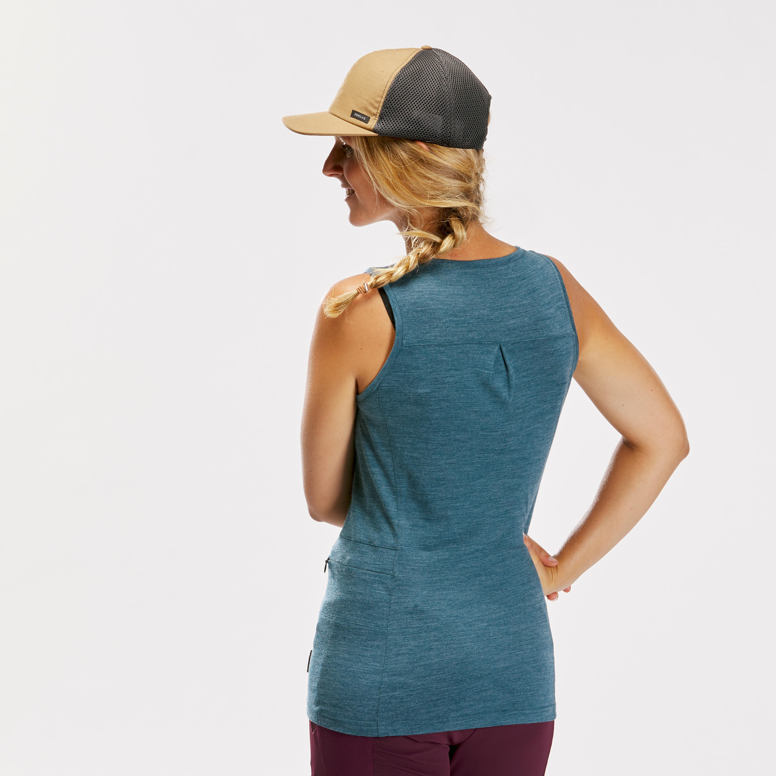 Women's Trek Travel Merino Wool Tank Top Travel 500 - Blue 2/6