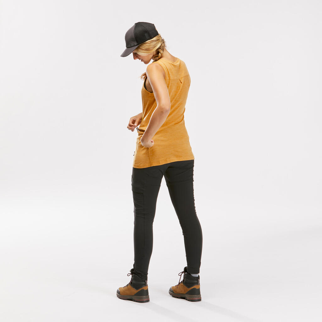 Women's merino wool trekking & travel tank top- Travel 500 