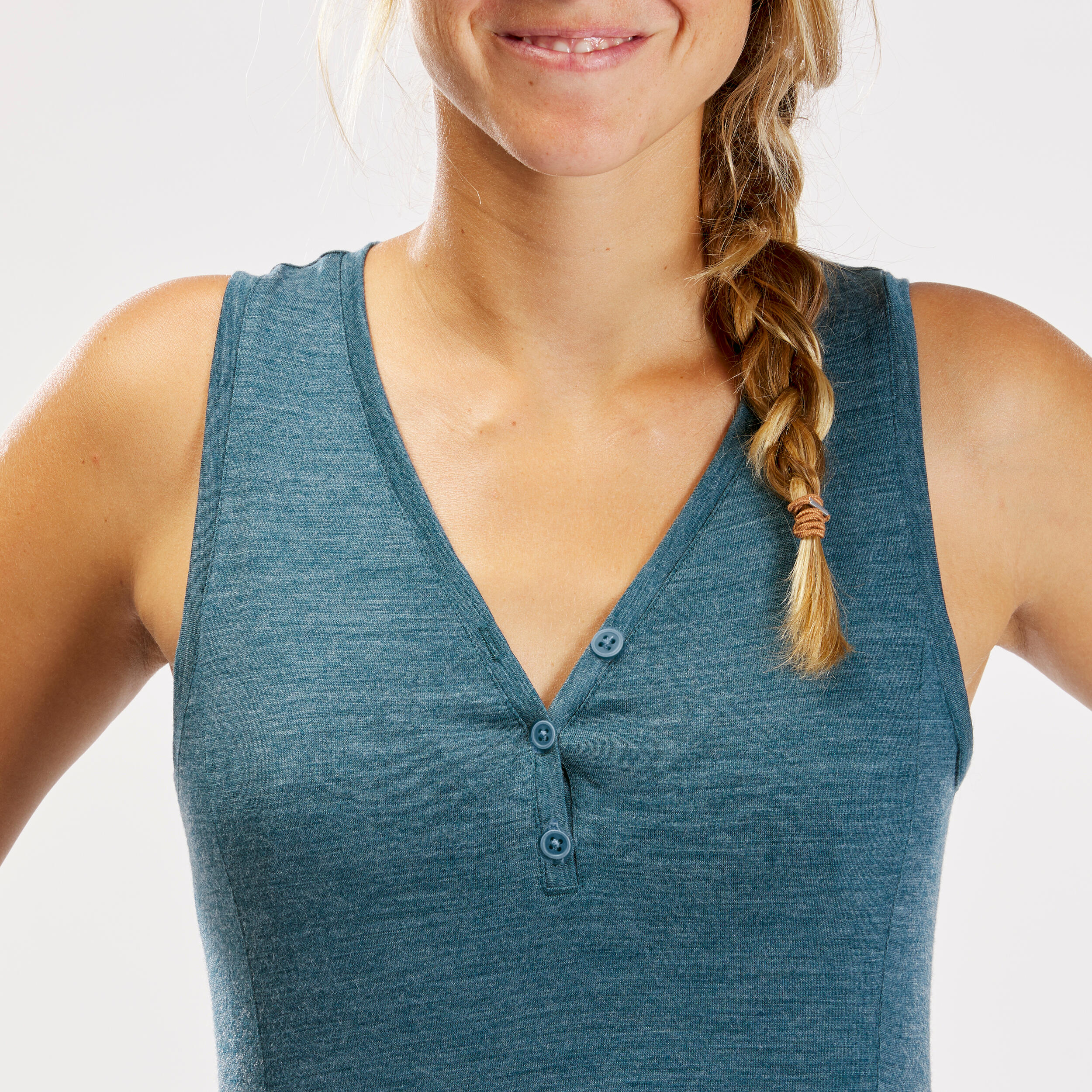 Women's Trek Travel Merino Wool Tank Top Travel 500 - Blue 4/6