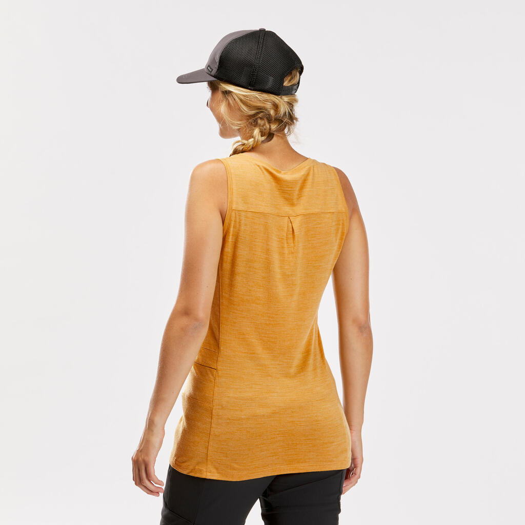 Women's merino wool trekking & travel tank top- Travel 500 