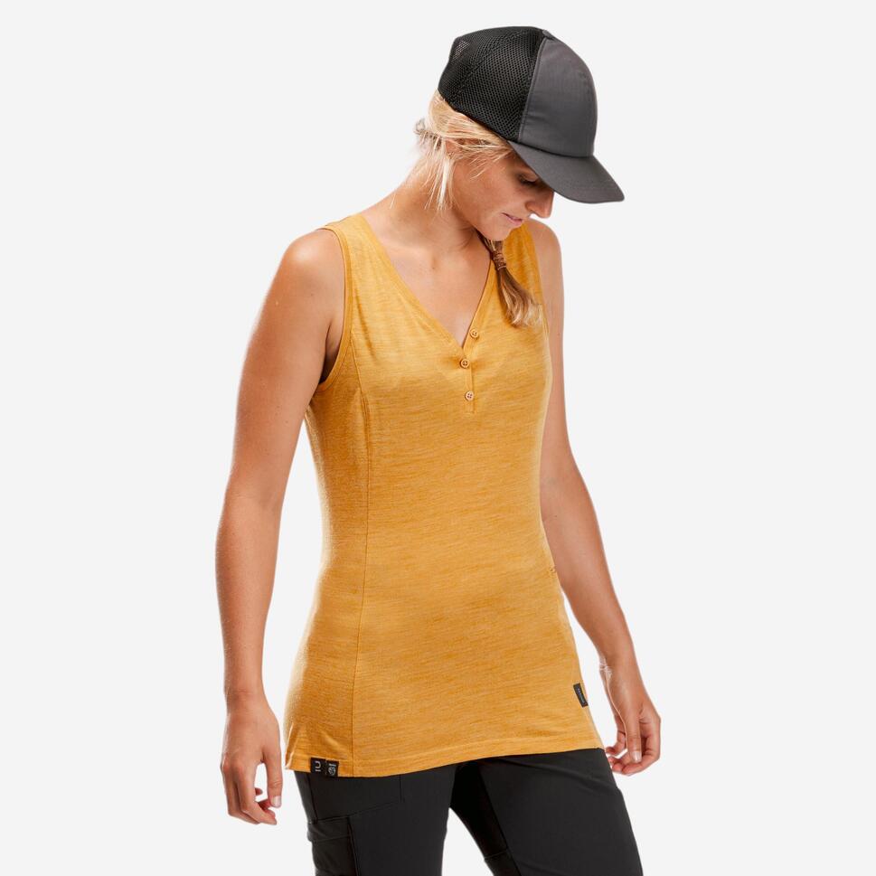 Débardeur laine mérinos de trek voyage TRAVEL 500 corail femme