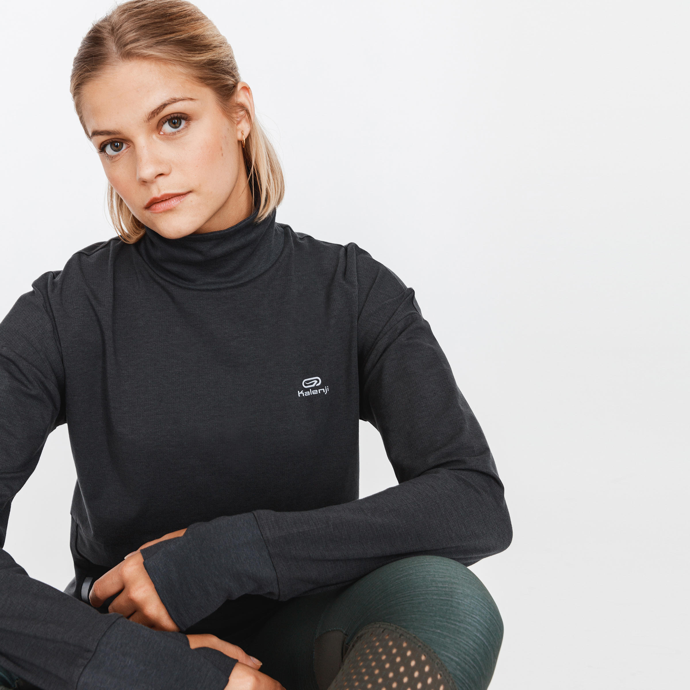 RUN DRY+ WOMEN'S LONG-SLEEVED RUNNING T-SHIRT - DARK GREY 5/9