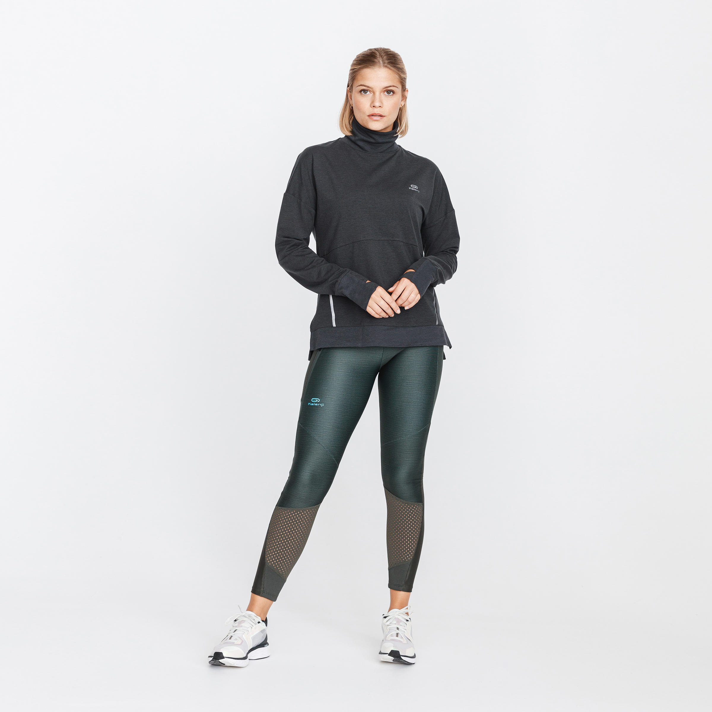RUN DRY+ WOMEN'S LONG-SLEEVED RUNNING T-SHIRT - DARK GREY 3/9
