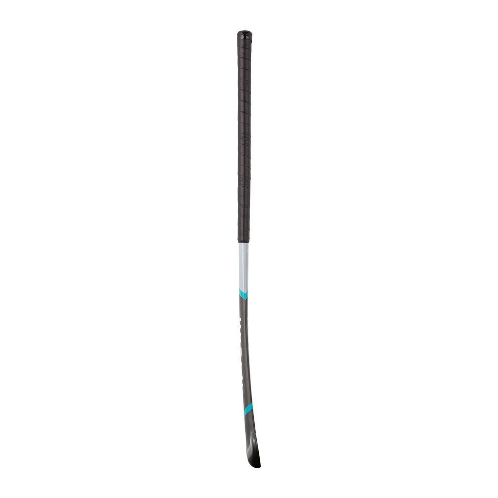 Detská hokejka FH500 na pozemný hokej mid bow sklené vlákno sivo-tyrkysová