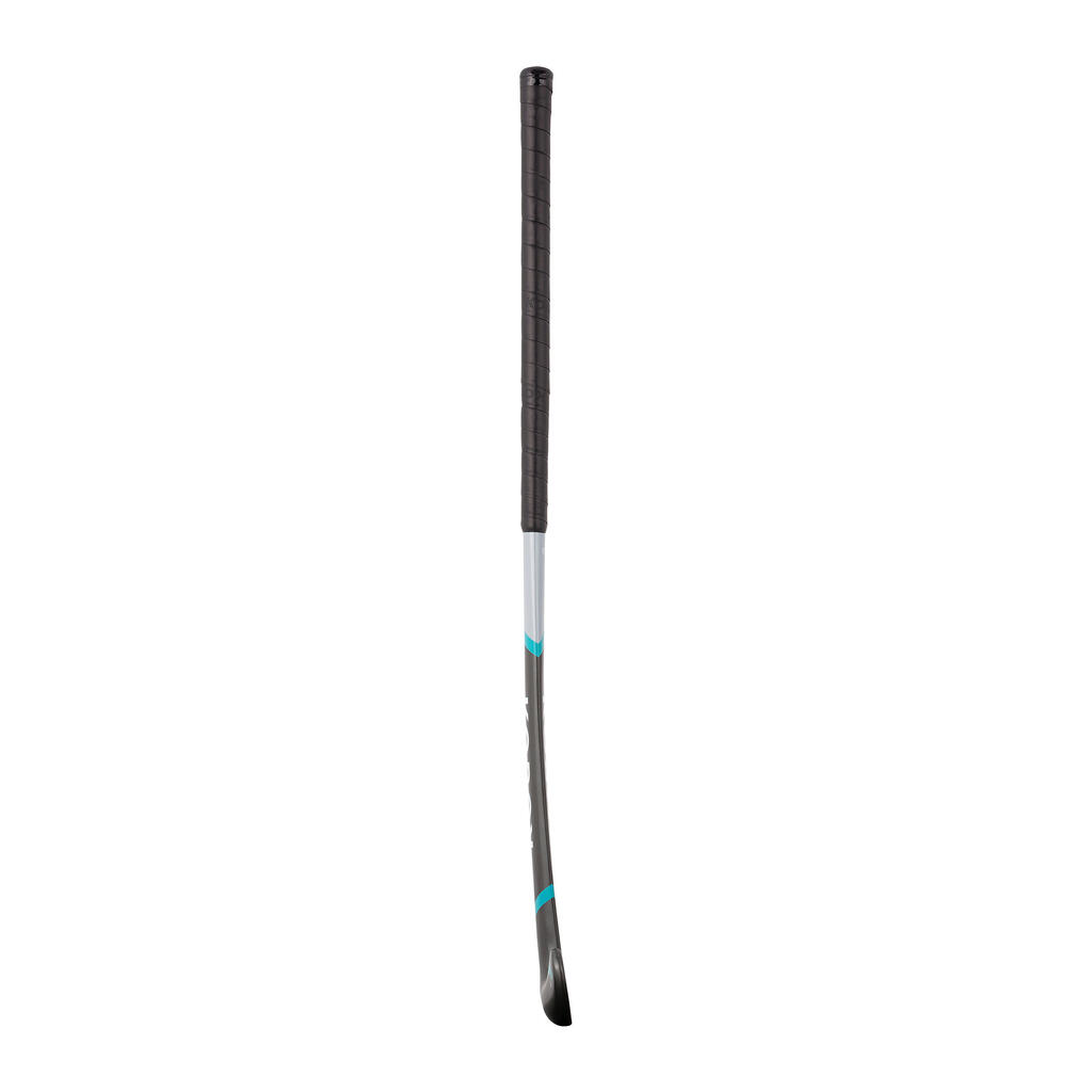 Kids' Fibreglass Mid Bow Field Hockey Stick FH500 - Grey/Turquoise