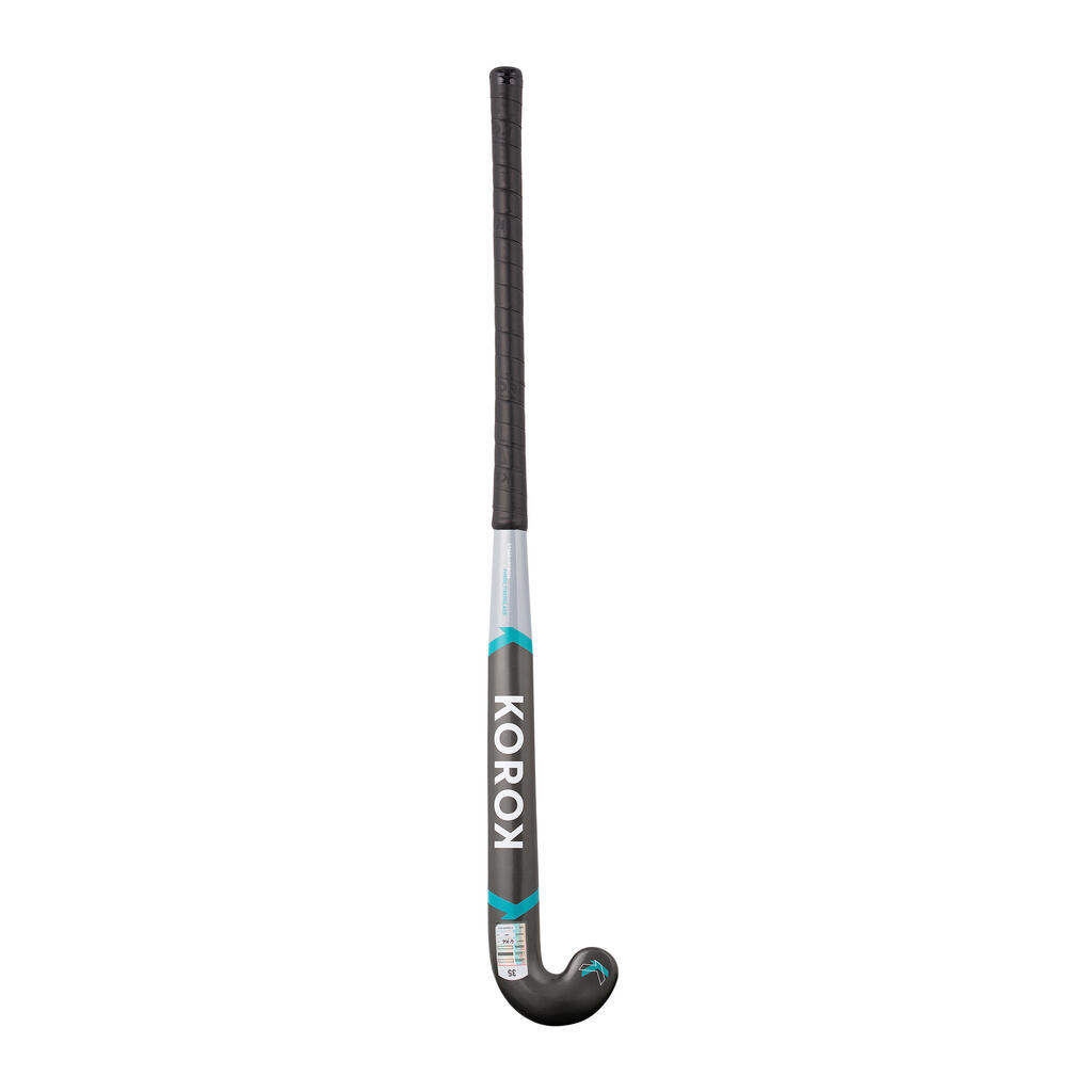 Kids' Fibreglass Mid Bow Field Hockey Stick FH500 - Grey/Turquoise