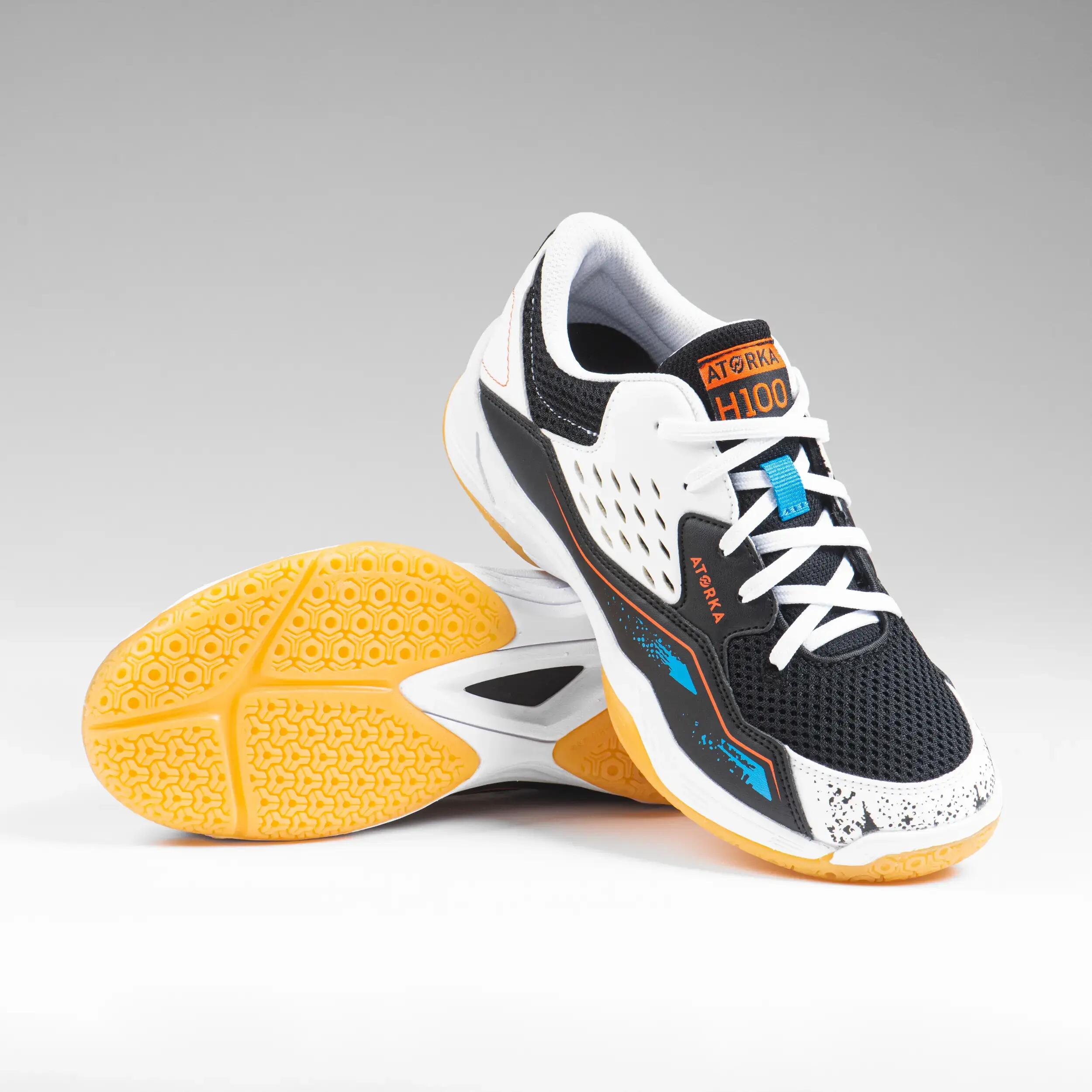 Kids' Lace-Up Handball Shoes H100 - White/Black 8/9