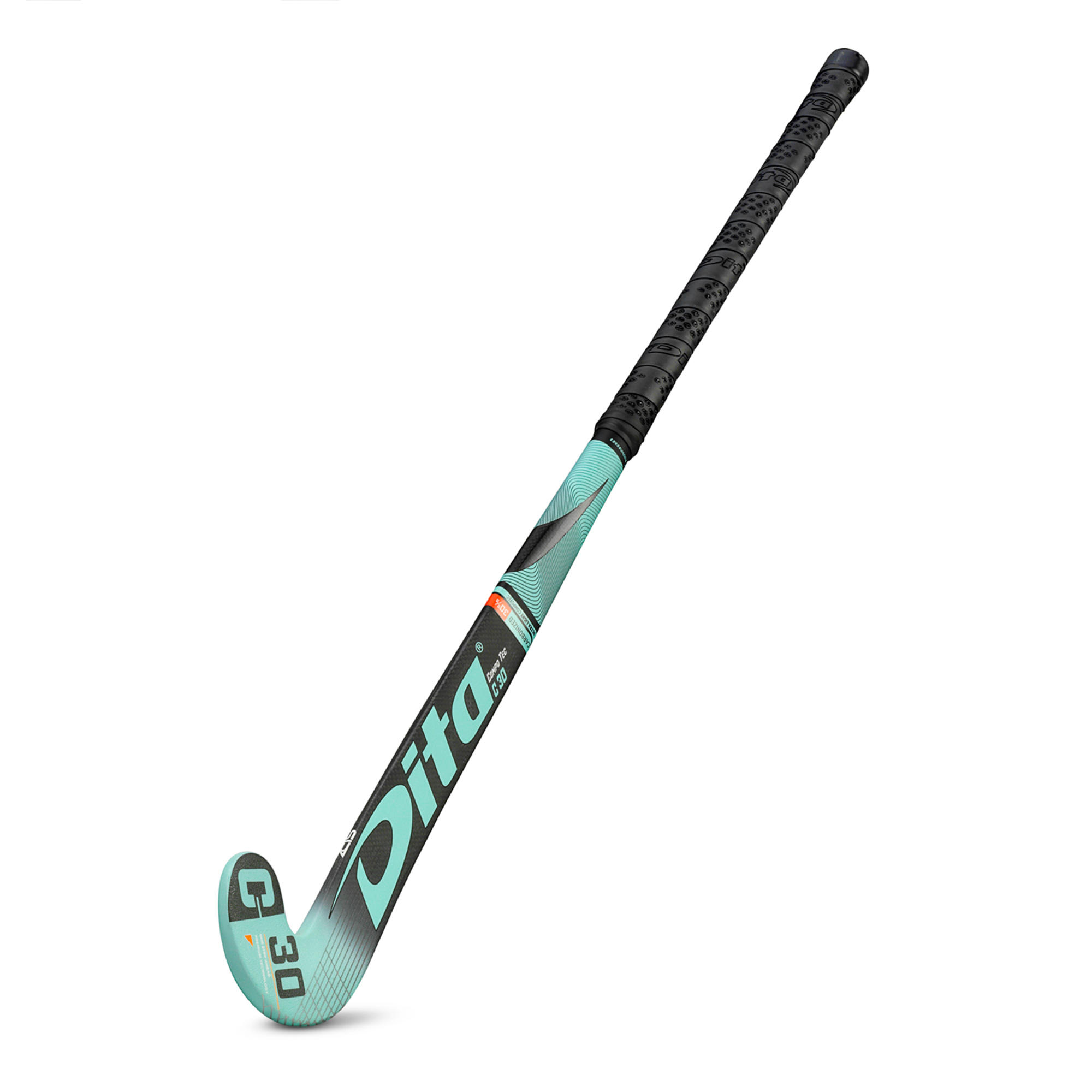 Kids' Field Hockey 30% Carbon Mid Bow Stick CompoTec C30 - Mint/Black 5/5
