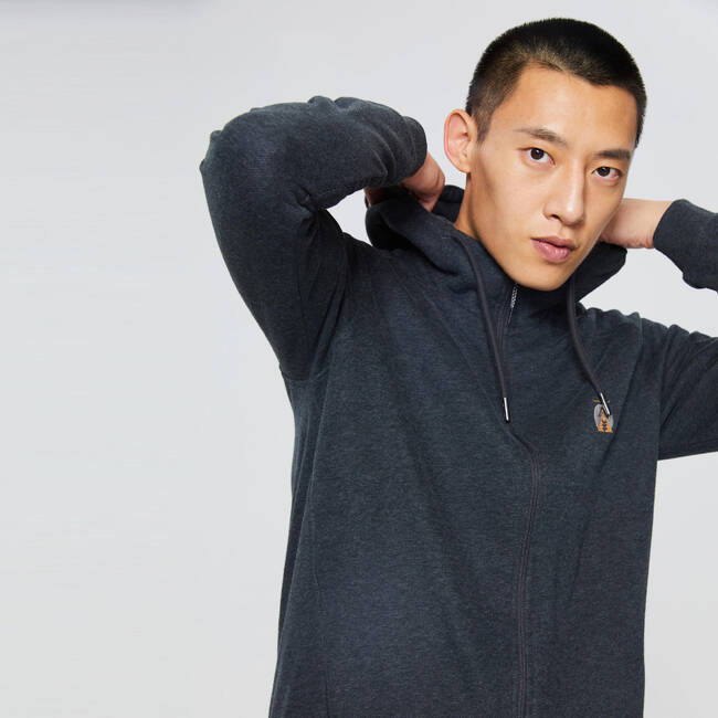 Buy Men's Grey Hiking Zipped Hooded Sweatshirt Online