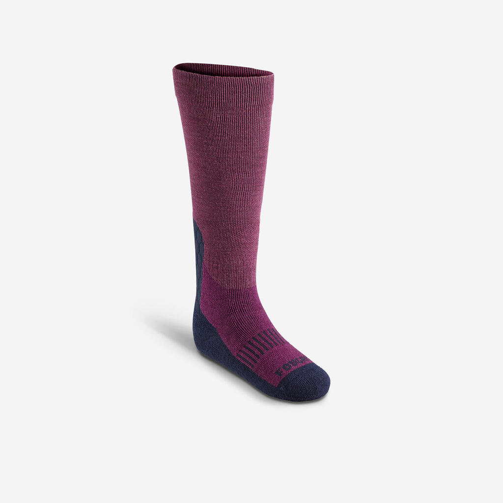 Kids' Horse Riding Socks 500 Warm - Plum